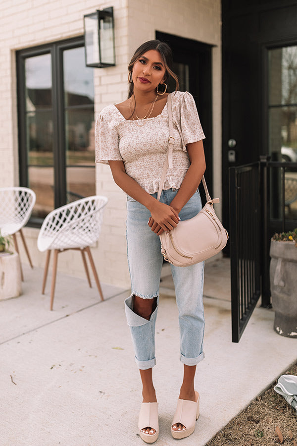 Starlet Style Smocked Top In Latte Image - 4