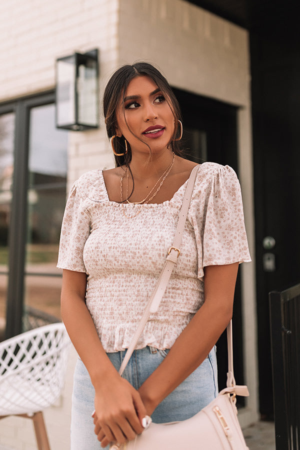 Starlet Style Smocked Top In Latte Image - 3