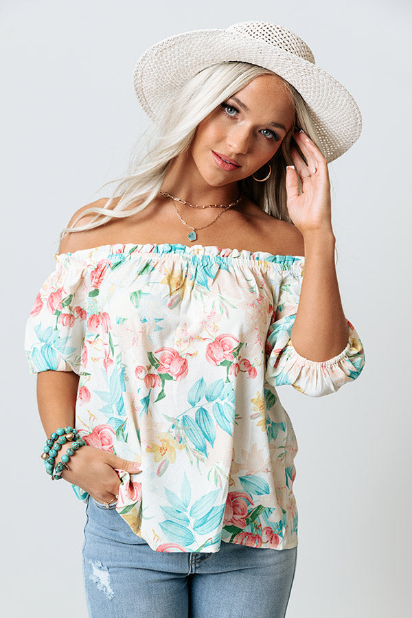 Sunset Moments Floral Shift Top In Cream Image - 3