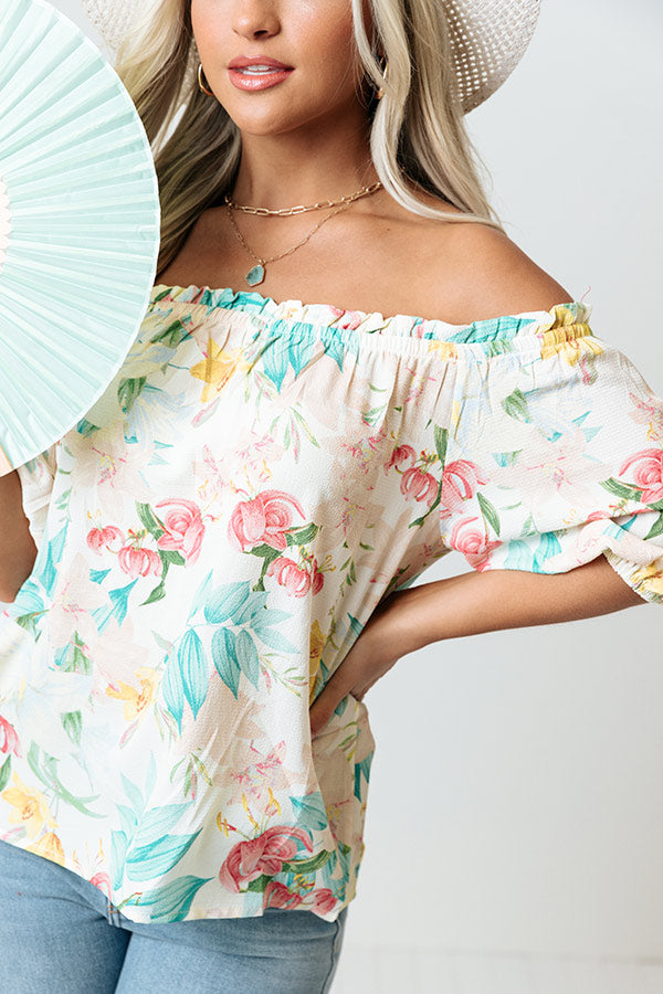 Sunset Moments Floral Shift Top In Cream Image - 4