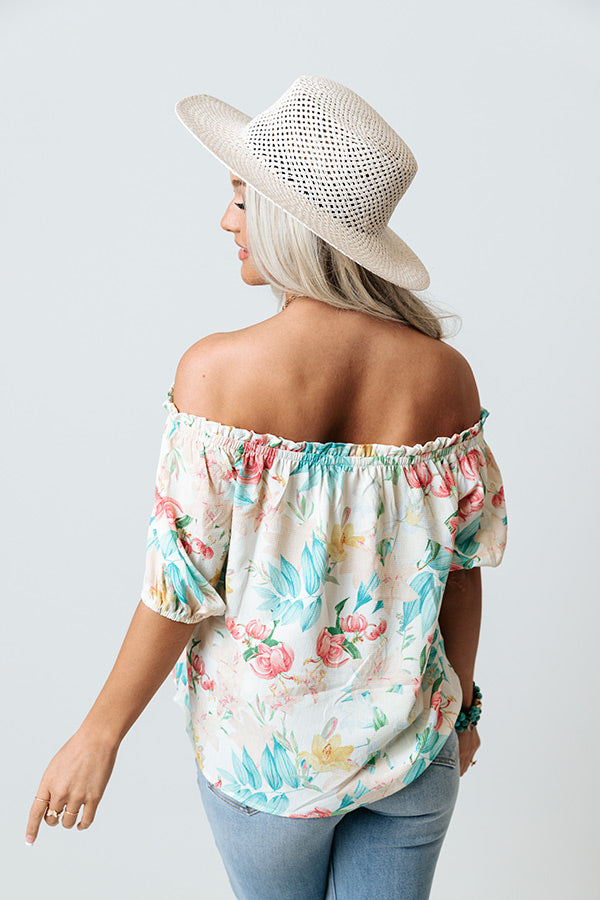 Sunset Moments Floral Shift Top In Cream Image - 5