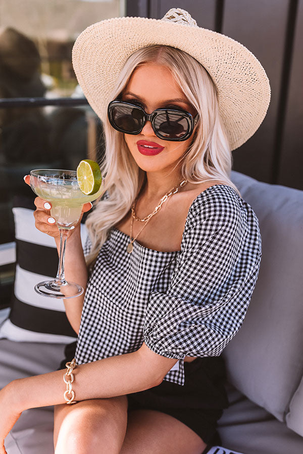 Remarkable Style Gingham Crop Top In Black Image - 5
