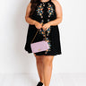 Kiwi Kisses Embroidered Shift Dress in Black Curves Image - 1
