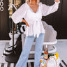 City In Italy Front Tie Babydoll Top In White Image - 1