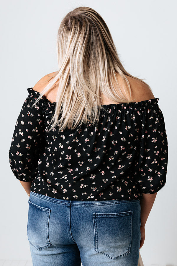 Oakcrest Off Shoulder Floral Top in Black Curves Image - 2