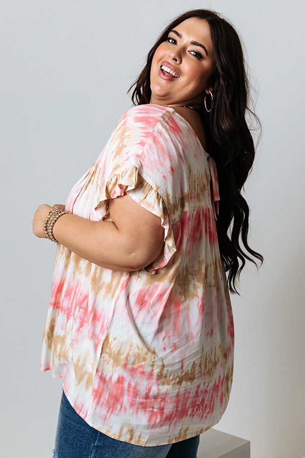 Close To The Coast Tie Dye Shift Top in Pink Curves Image - 5