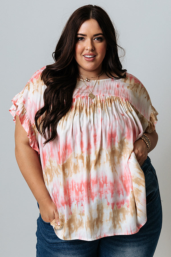 Close To The Coast Tie Dye Shift Top in Pink Curves Image - 3