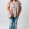 Floral Zone Shift Top in Iced Latte Curves Image - 1