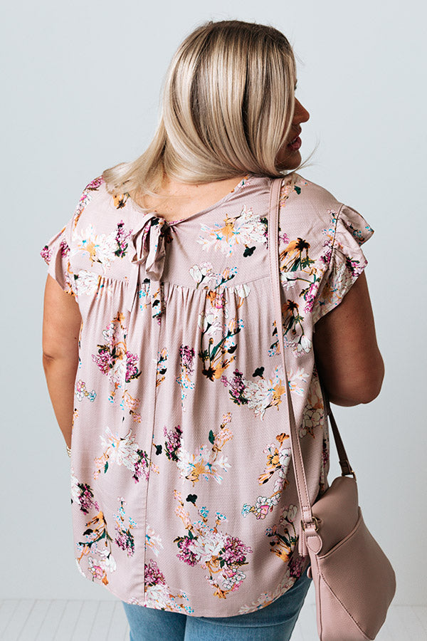 Floral Zone Shift Top in Iced Latte Curves Image - 4