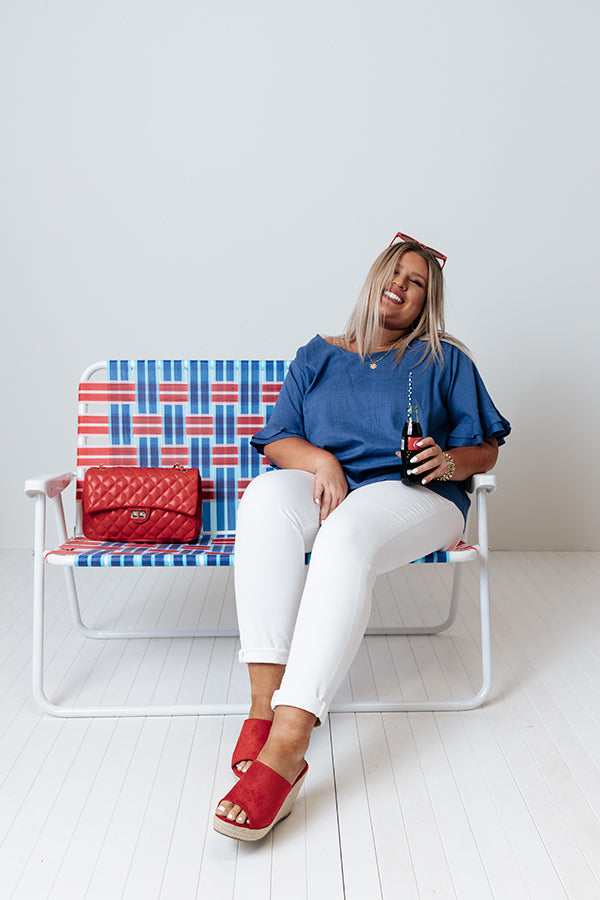 Ivywood Linen Blend Shift Top in Blue Curves Image - 5