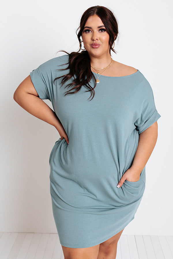 Hyde Park T-Shirt Dress In Light Teal Curves Image - 3