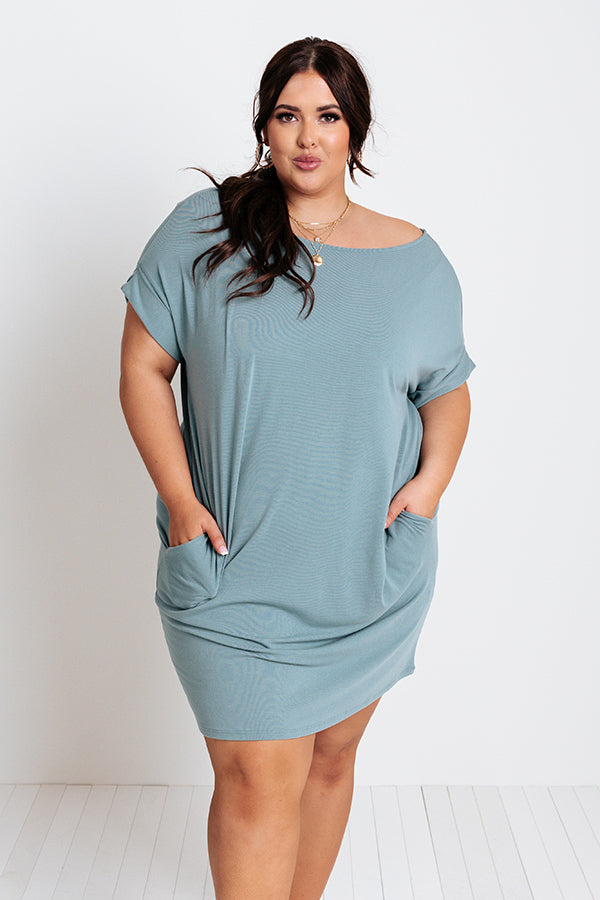 Hyde Park T-Shirt Dress In Light Teal Curves Image - 2