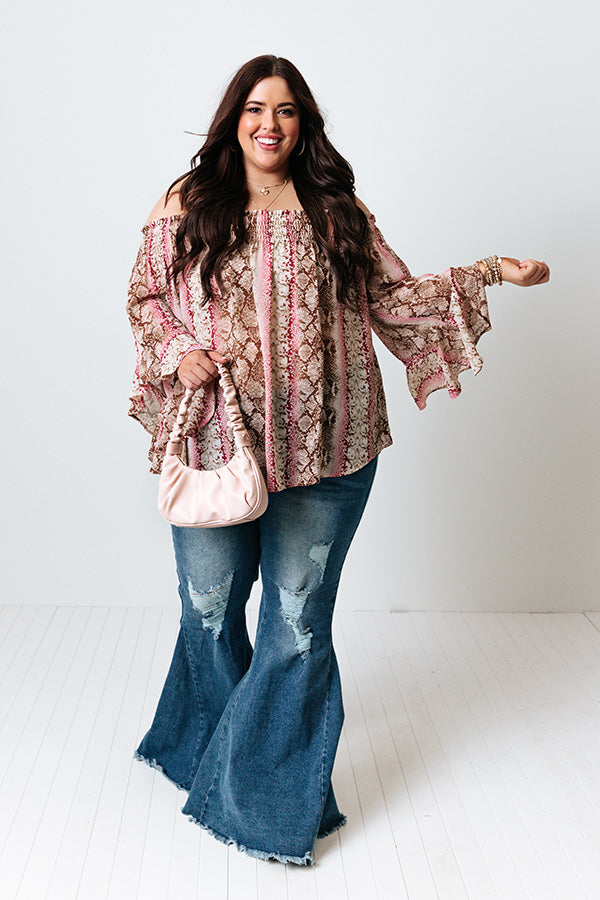 Madly In Love Snake Print Shift Top In Sangria Curves