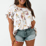 Floral Zone Shift Top in White Curves Image - 1