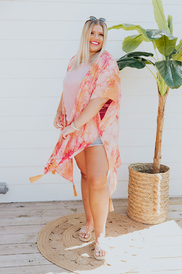 Chasing The Coastline Tie Dye Overlay in Orange Curves Image - 2