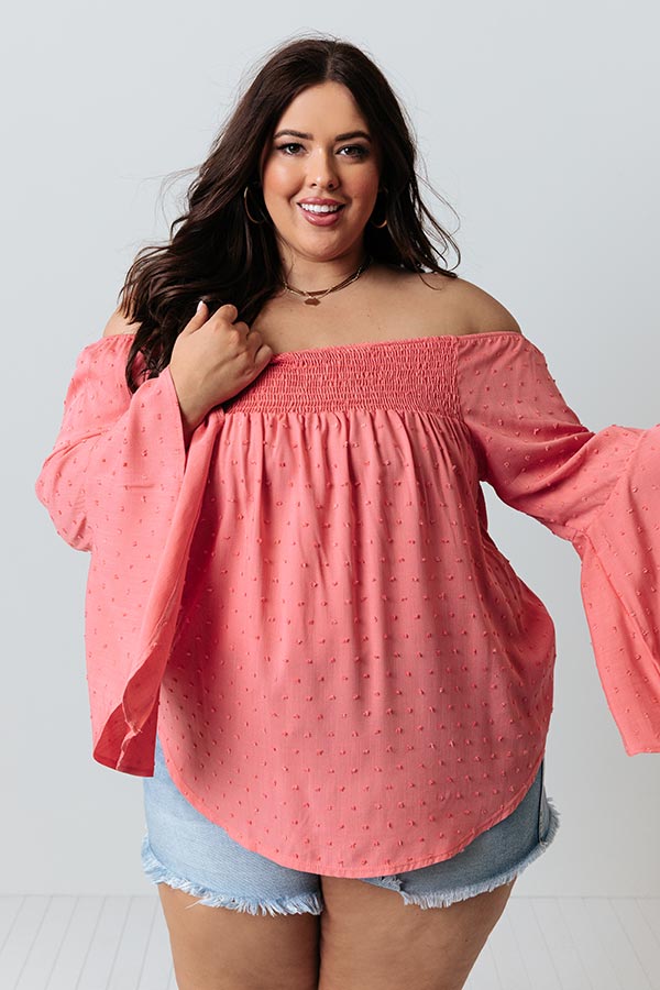 Countryside Charm Off Shoulder Shift Top in Pink Curves Image - 3