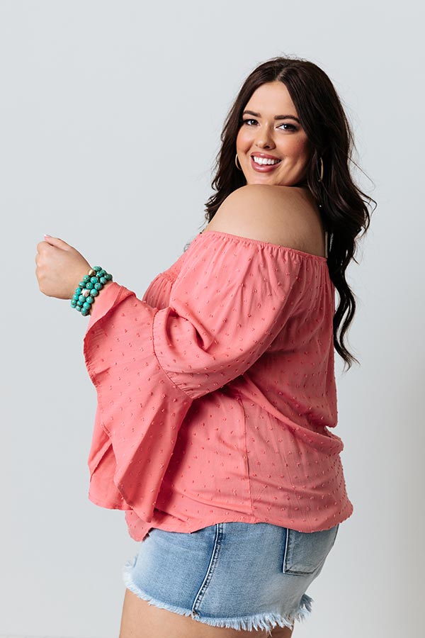 Countryside Charm Off Shoulder Shift Top in Pink Curves Image - 4