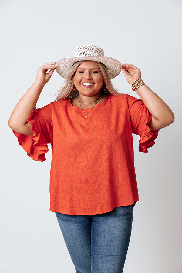 Ivywood Linen Blend Shift Top in Scarlet Curves Image - 2