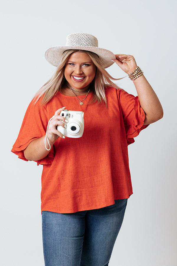 Ivywood Linen Blend Shift Top in Scarlet Curves Image - 1