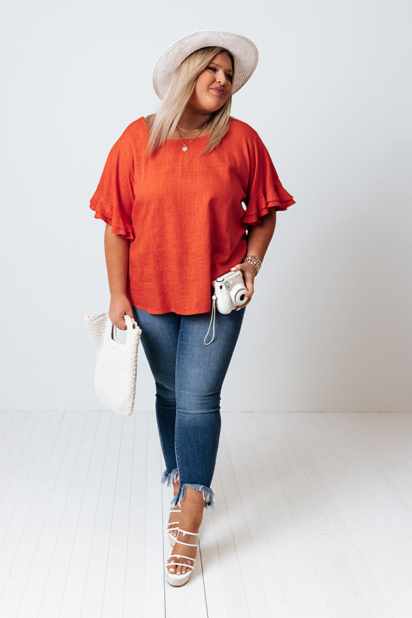 Ivywood Linen Blend Shift Top in Scarlet Curves Image - 4