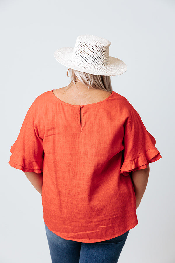 Ivywood Linen Blend Shift Top in Scarlet Curves Image - 3