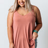 Kisses On The Coast Shift Tank In Dusty Rose Curves Image - 1