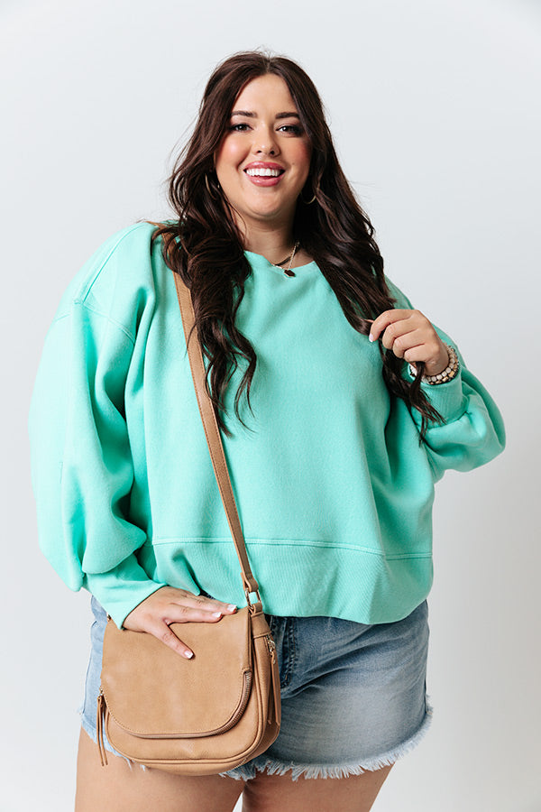 To The Mountains Sweatshirt In Sea Glass Curves