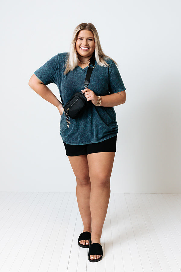 Joy Ride Mineral Washed Tee in Teal Curves Image - 2