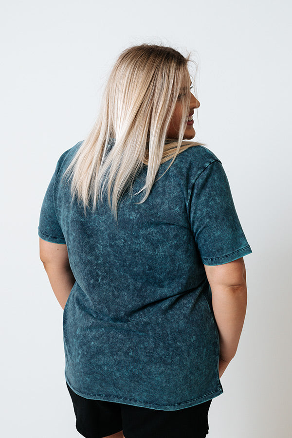 Joy Ride Mineral Washed Tee in Teal Curves Image - 5