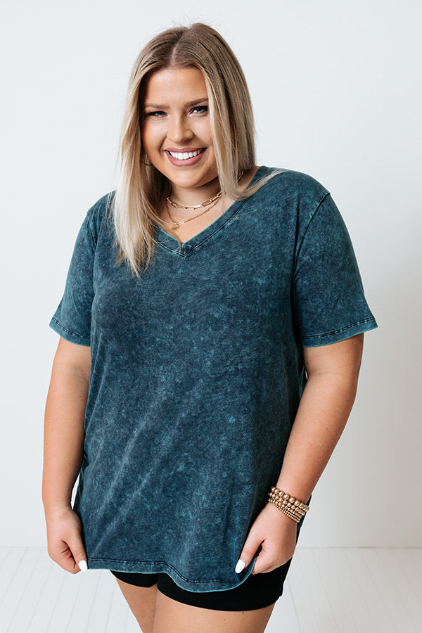 Joy Ride Mineral Washed Tee in Teal Curves Image - 4