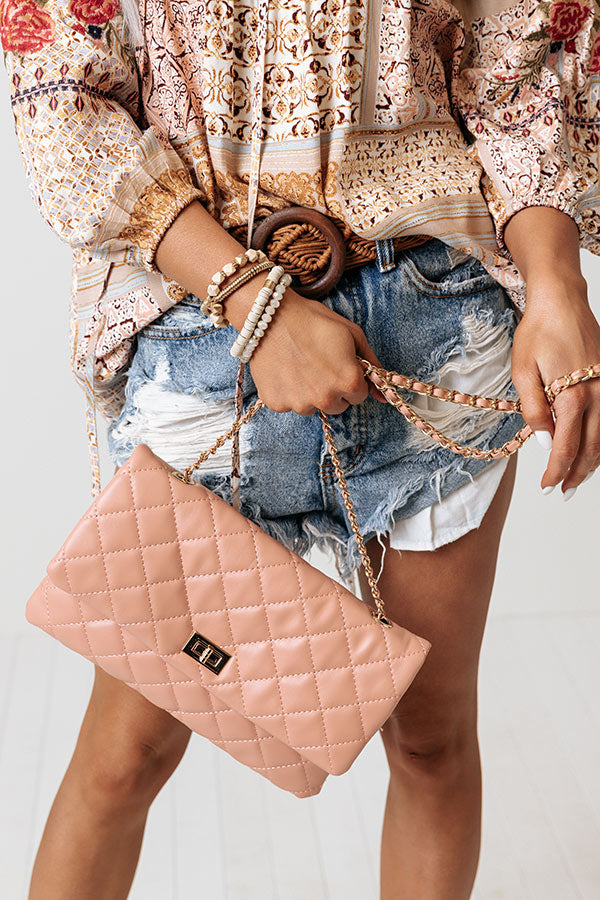 Graceful Gala Quilted Clutch In Blush Image - 1
