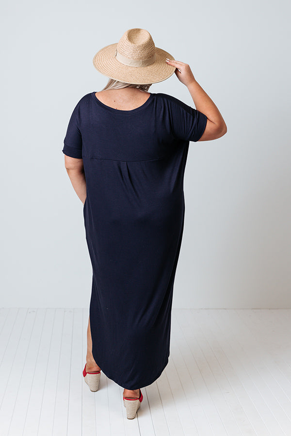 Thrive Vibes T-Shirt Maxi in Navy Curves Image - 4