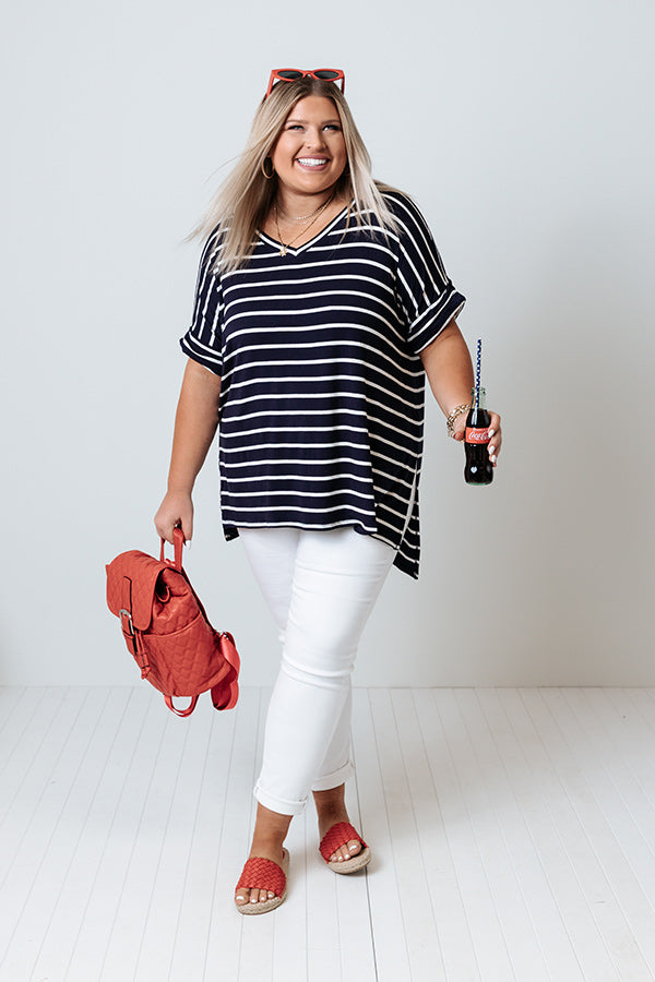 Nautical Charm Shift Tee in Navy Curves Image - 4