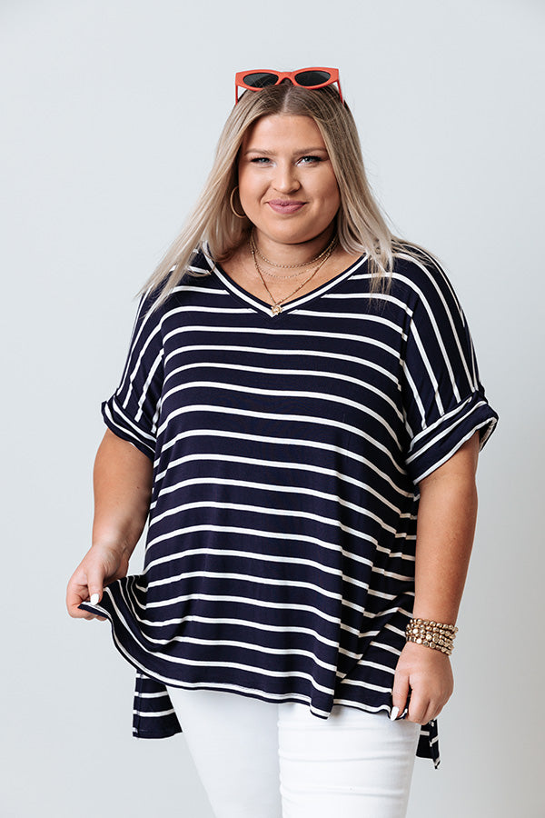Nautical Charm Shift Tee in Navy Curves Image - 2