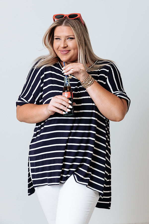 Nautical Charm Shift Tee in Navy Curves Image - 1