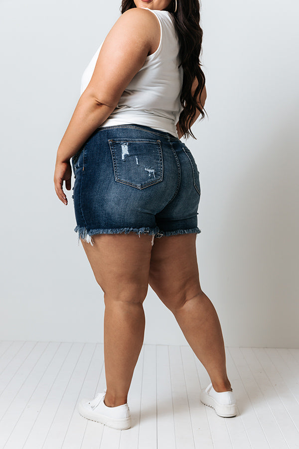 The Antonia High Waist Distressed Shorts Curves Image - 3