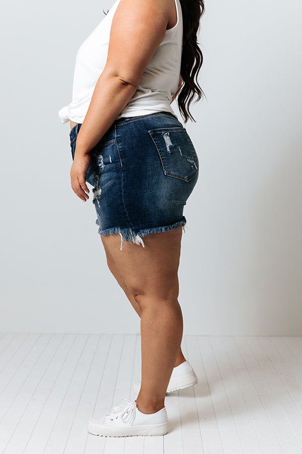 The Antonia High Waist Distressed Shorts Curves Image - 2