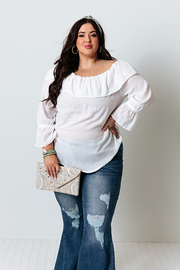 Vacay Honey Off Shoulder Shift Top in White Curves • Impressions Online ...