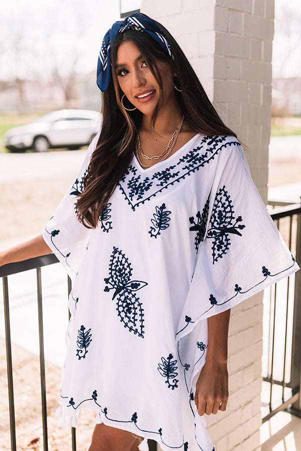 Malibu Dreaming Embroidered Cover Up In Navy Image - 3