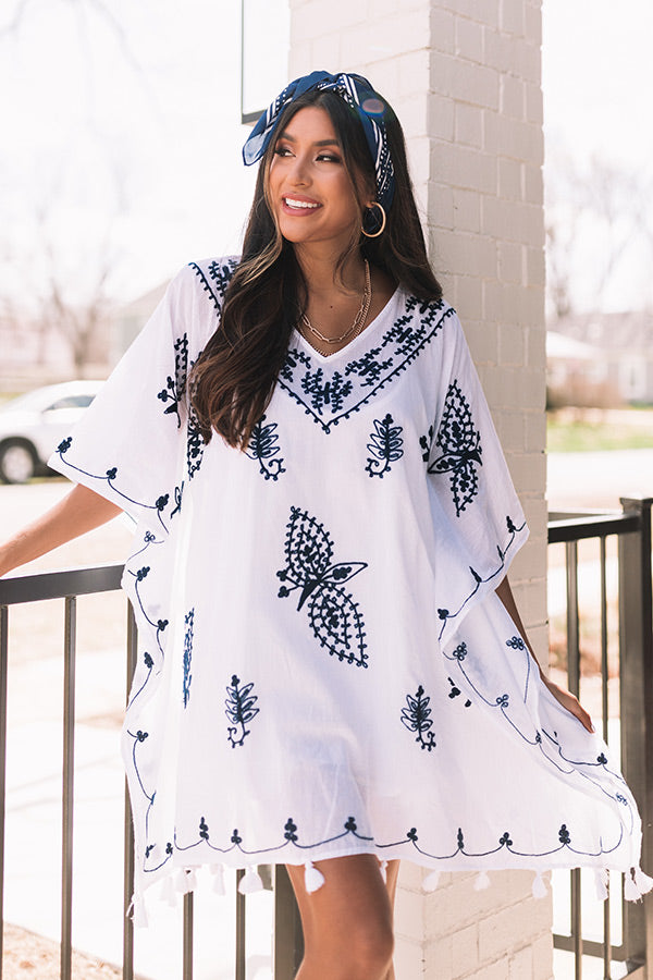 Malibu Dreaming Embroidered Cover Up In Navy Image - 5