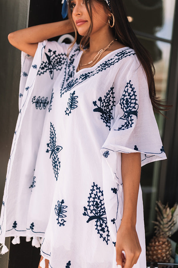 Malibu Dreaming Embroidered Cover Up In Navy Image - 4