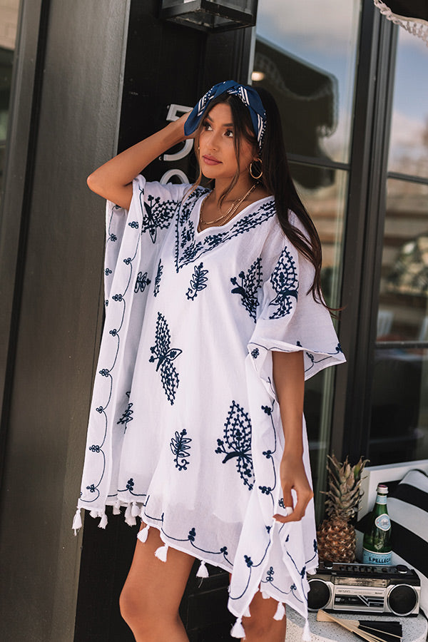 Malibu Dreaming Embroidered Cover Up In Navy Image - 2