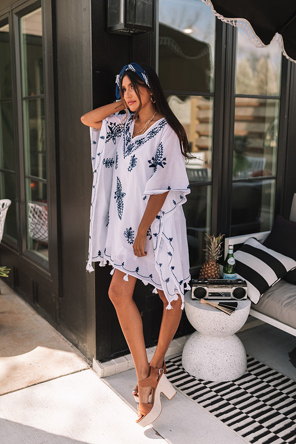Malibu Dreaming Embroidered Cover Up In Navy Image - 1