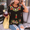 Cozy Cabana Embroidered Top In Black Image - 1