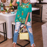 Cozy Cabana Embroidered Top In Emerald Image - 1