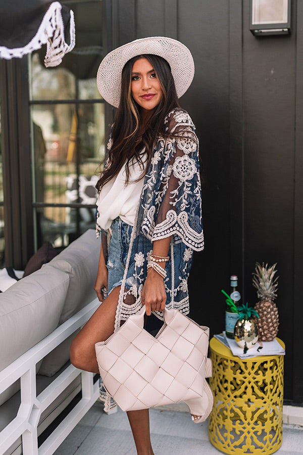 Panama Party Embroidered Overlay In Navy Image - 3