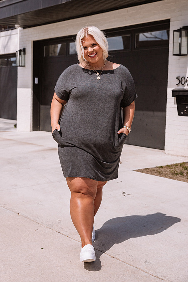 Hyde Park T-Shirt Dress In Charcoal   Curves Image - 2