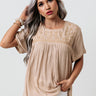 Sangria Sway Embroidered Top In Iced Latte Image - 1