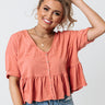 Lakeside Lounging Babydoll Top In Coral Image - 1