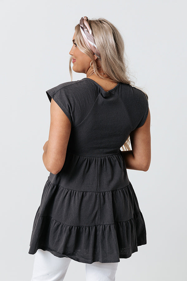 Sea Shine Babydoll Tunic Dress In Charcoal Image - 4